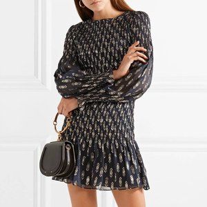 LoveShackFancy Scarlett Silk Blend Mini Dress in Navy